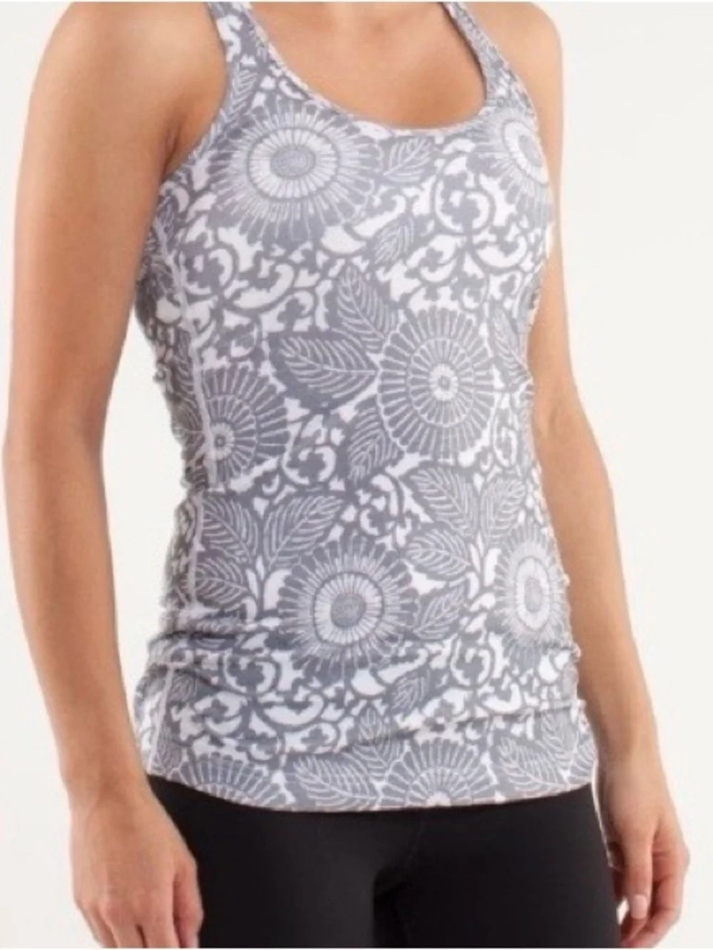 Lululemon Cool Racerback Beachy Floral White Fossil Size 8